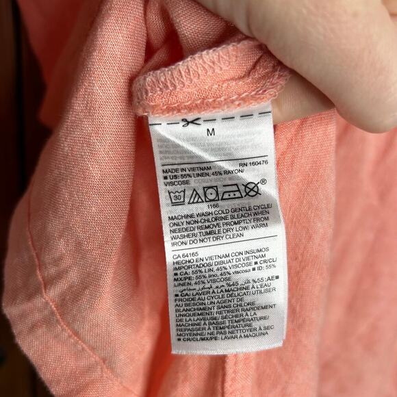 Old Navy Linen Blend Popover Collared Blouse Shirt Women’s Medium Orange Beachy - Picture 8 of 8